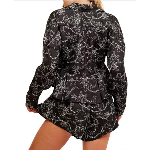 Free People Intimately Beauty Sleep Short Pajama Set 2 Piece Black Sz Small NWOT - Picture 10 of 16